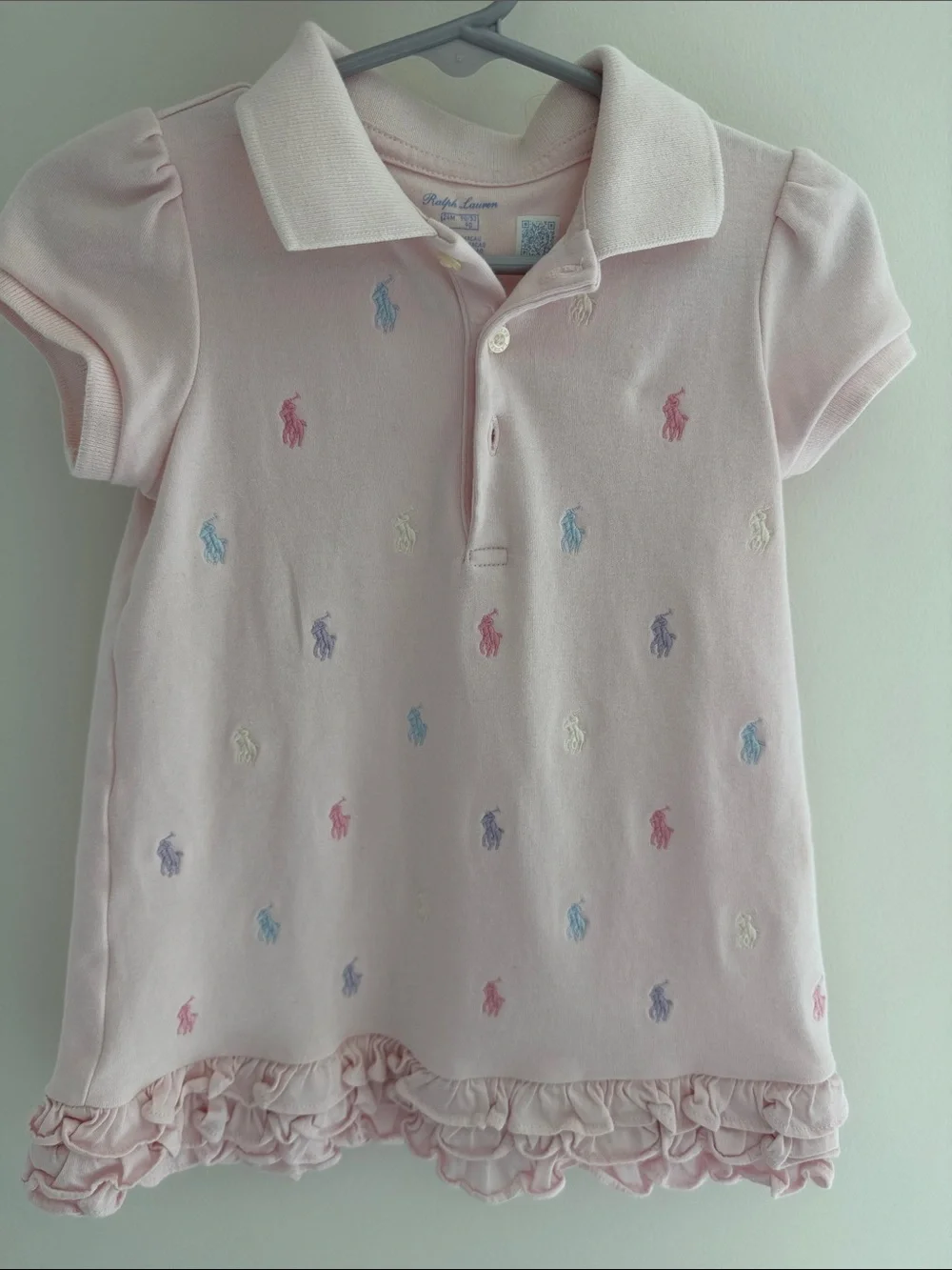 Ralph Lauren Light Pink Polo Dress with Multicolor Pony Embroidery